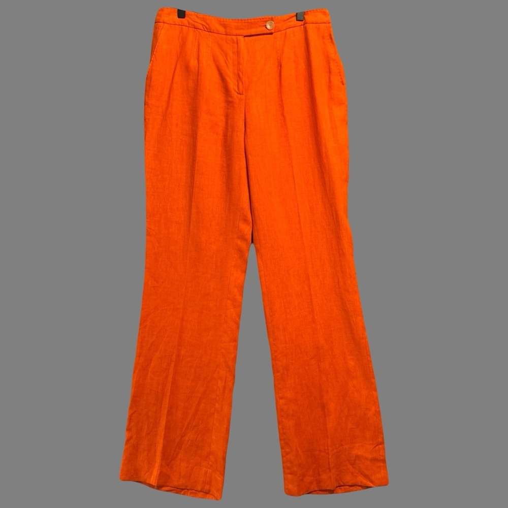 Agnona 100% Linen Trouser Pants Womens‎ Size IT 46 US 10 Orange Coastal Resort